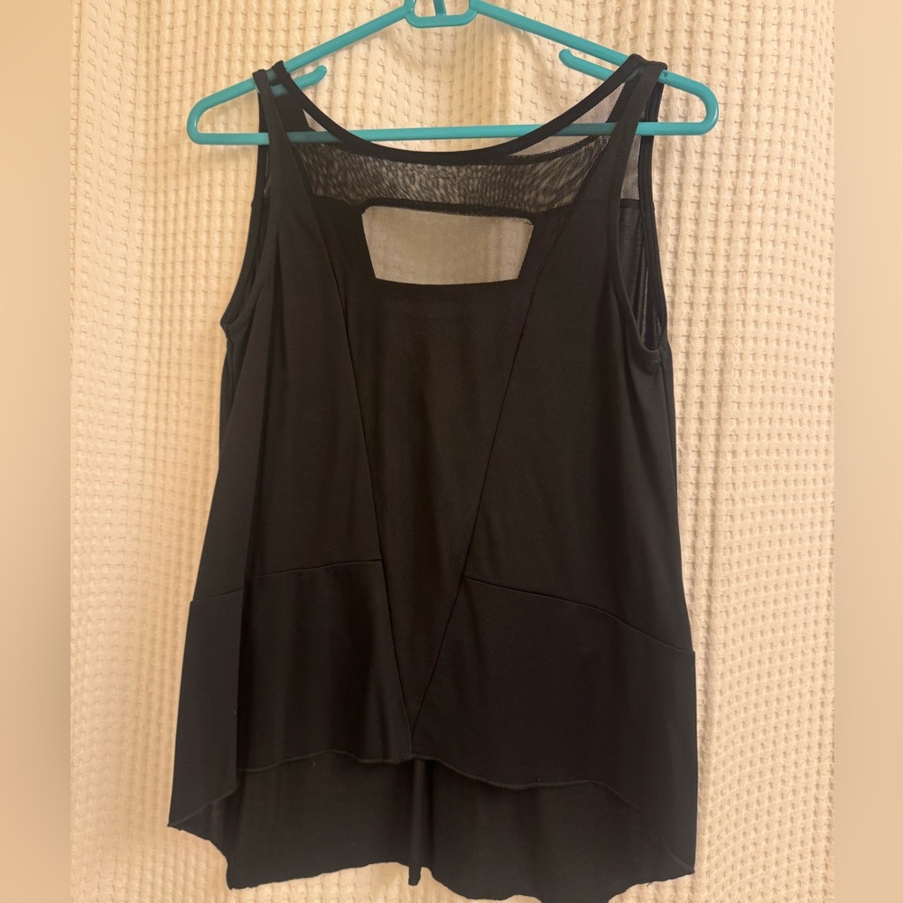 Bar III Black Layered Mesh-Back Tank Top